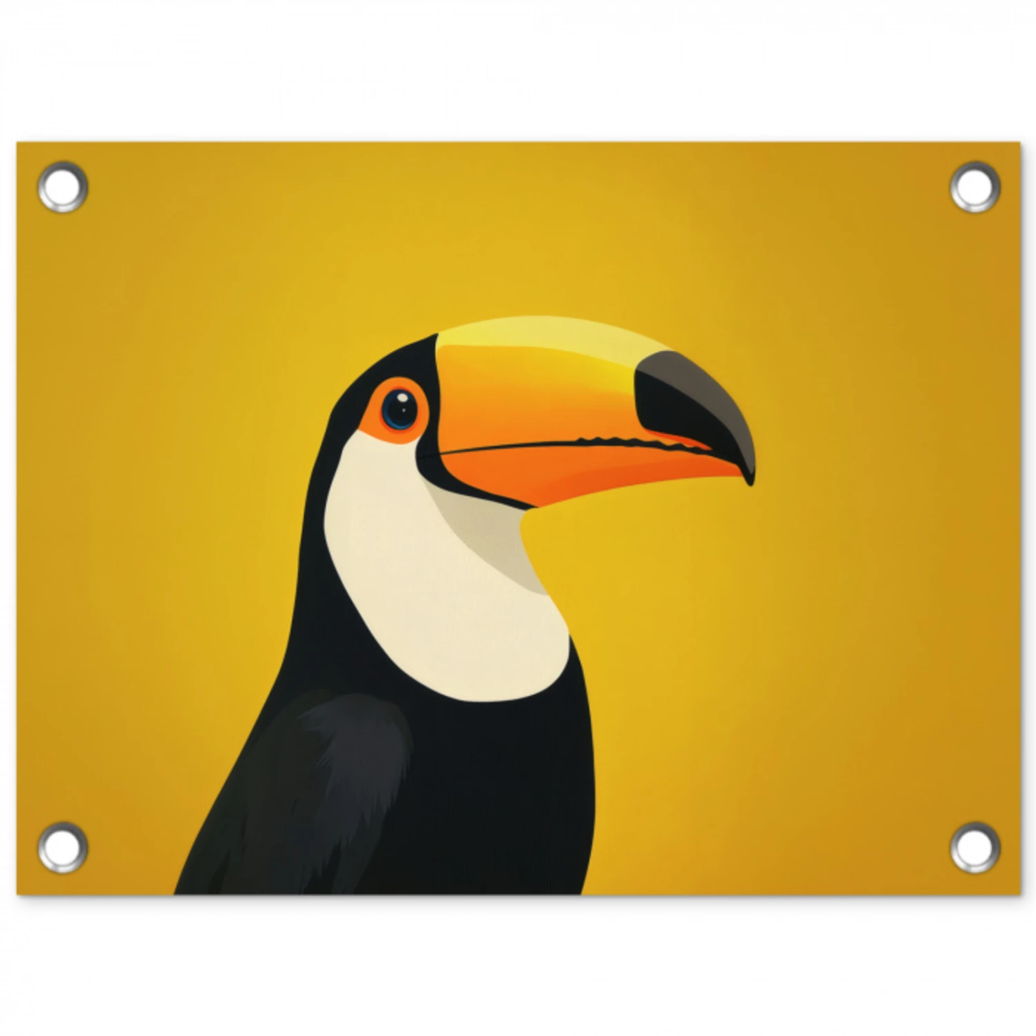 Toekan - Minimalistisch - Snavel - Oranje tuinposter los doek klein -3d