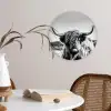 Koe - Schotse hooglander - Zwart - Wit - Dier - Natuur - Wild Wandcirkel kunststof plaat 5mm dik klein -sfeer4