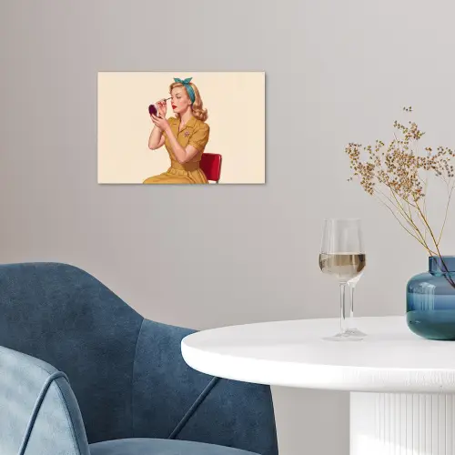 Illustratie - Mascara - Vrouw - Geel poster papier klein -sfeer3