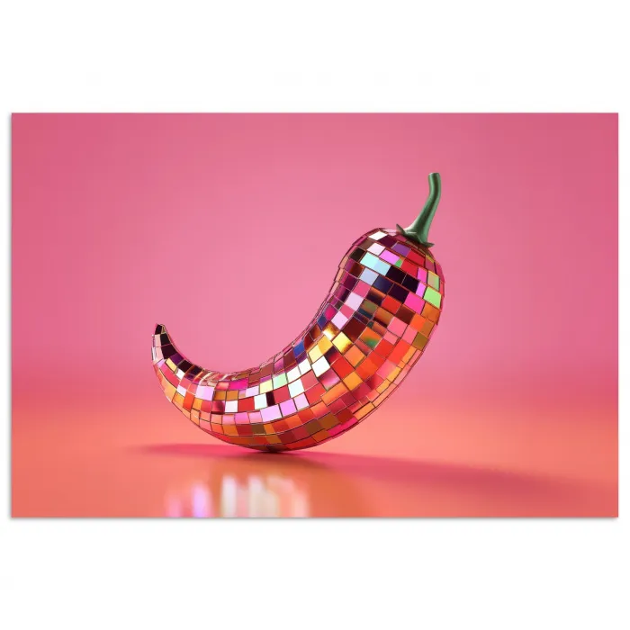 Peper - Disco - Rood - Glitter poster papier klein -3d