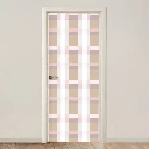 Ruitpatroon - Aardetinten - Minimalistisch deurposter klein 289 -3d_beige