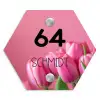 Roze tulpen - Modern Naambord Hexagon klein -3d
