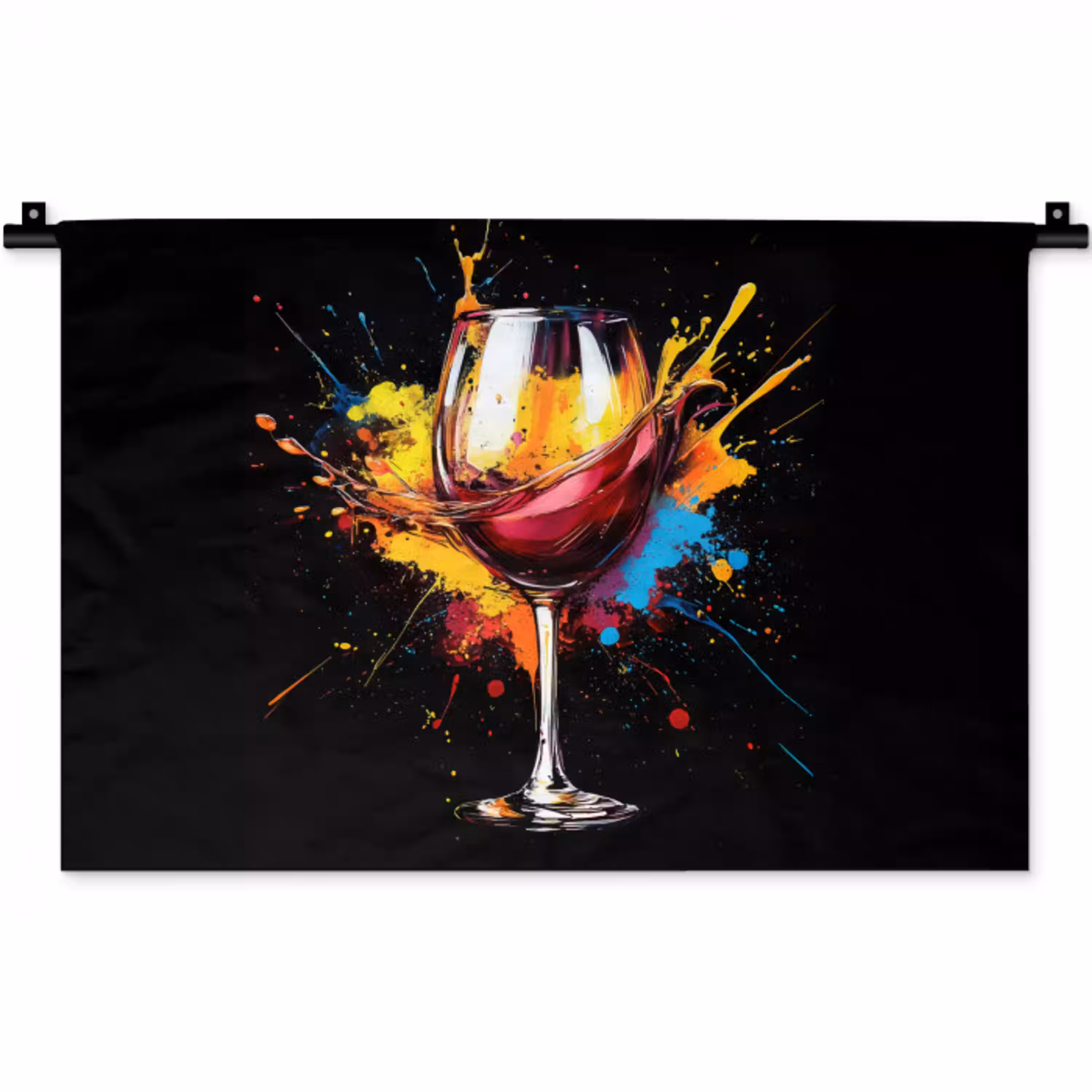 Wijn - Glas - Graffiti - Borrel - Rood - Verf Wandkleed katoen klein -zz3d