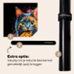 Kat - Graffiti - Kleurrijk - Wafel - Eten Inductie beschermer vinyl 3mm middel -zzzzzzz-induclip_NL