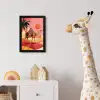 Kameel - Pyramides - Rode zon fotolijst zwart zonder passe partout klein -usfeer4_kinderkamer