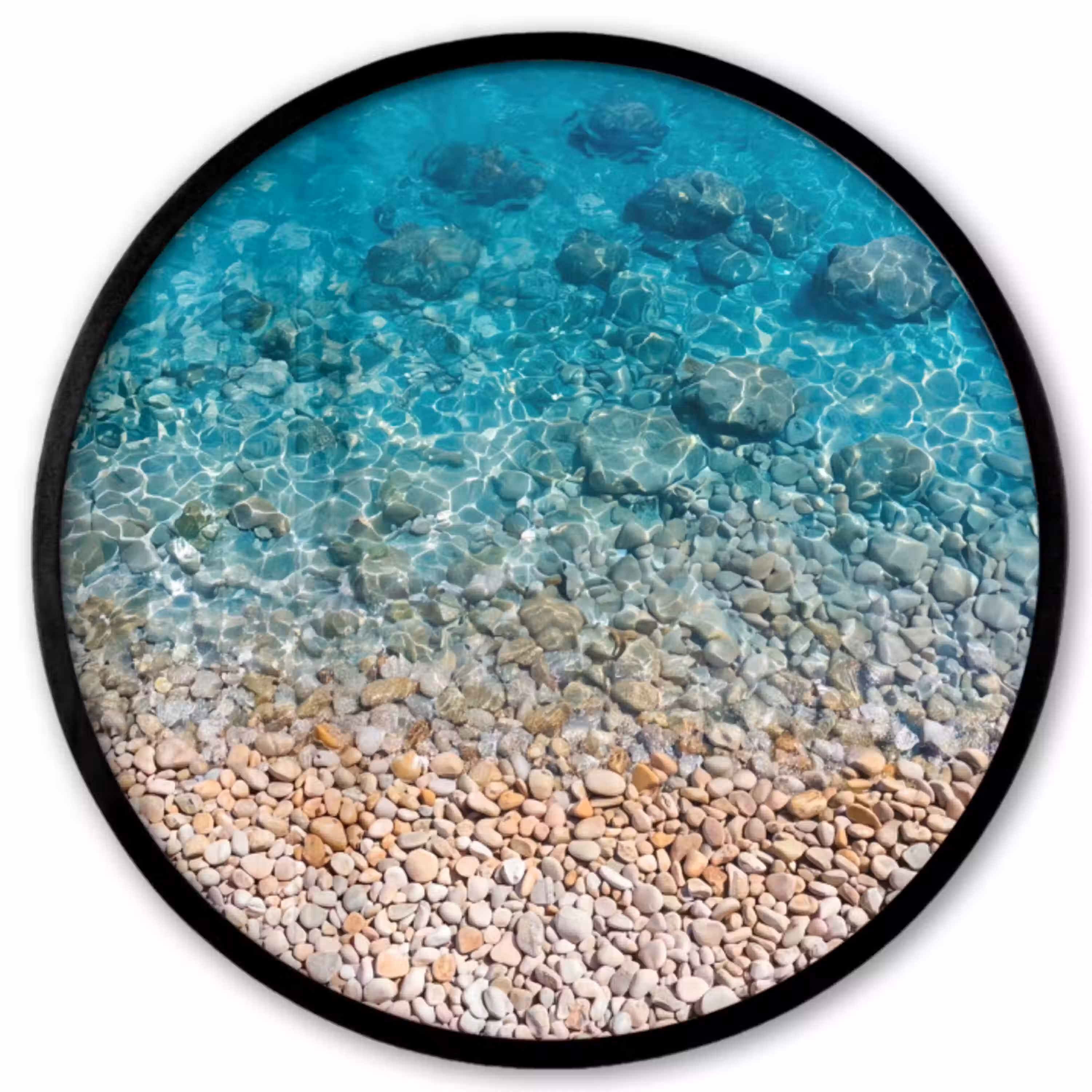 Water - Kiezels - Natuur - Levendig - Turkoois Fotolijst rond zonder passe partout klein -3d