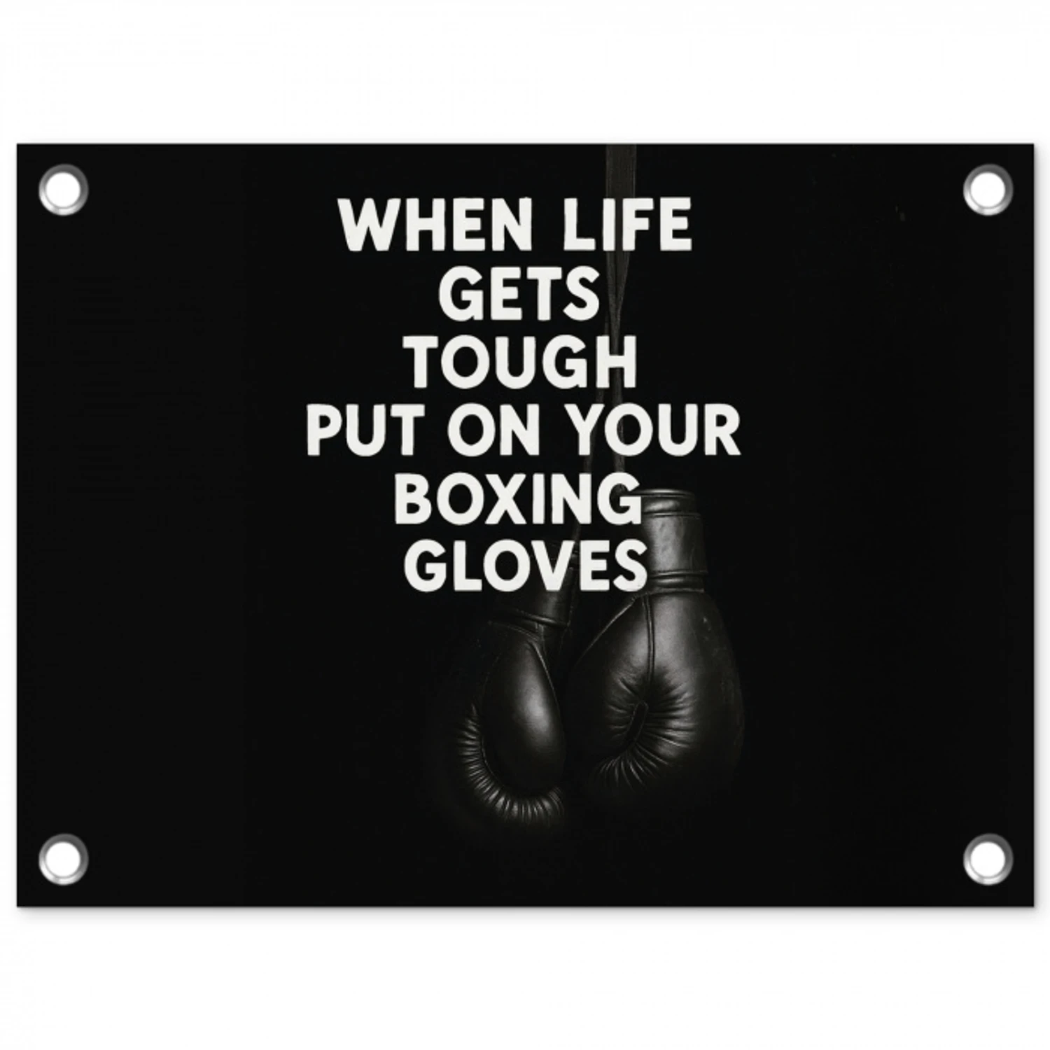 Tekst - Bokshandschoenen - Wit tuinposter los doek klein -3d