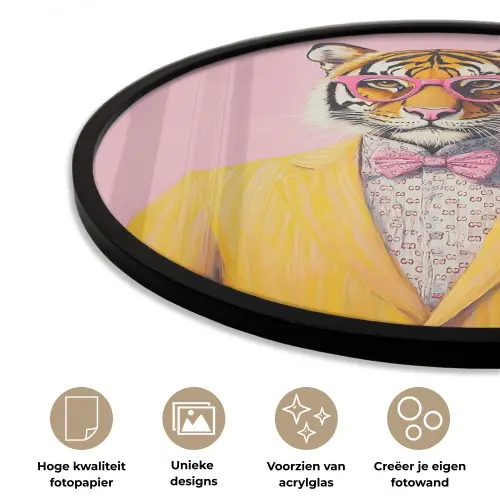 Tijger - Bril - Geel - Jasje Fotolijst rond zonder passe partout klein -closeup_NL