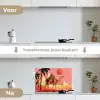 Kameel - Pyramides - Rode zon keuken achterwand spatscherm klein -voor_na_NL