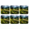Veld - Hek - Bergen - Bloemen onderzetter kurk middel -3d