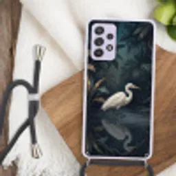 Reiger - Water - Natuur - Modern - Wit Hoesje Samsung Galaxy A52 5G met koord klein -sfeer4