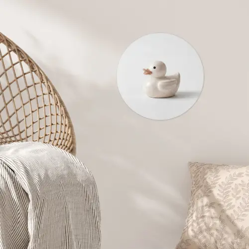 Badeend - Minimalistisch - Wit Wandcirkel behangsticker klein -sfeer4