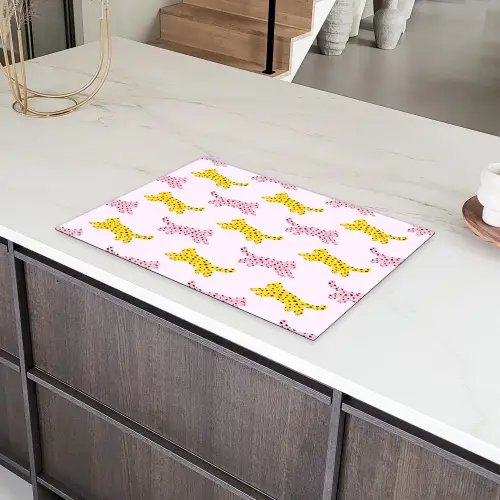 Geel - Roze - Katten - Wit Inductie beschermer vinyl 3mm klein 276 -sfeer8