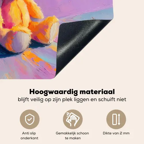 Teddybeer - Schaduw - Penseelstreken - Paars Inductie beschemer met haakjes middel -ky-onderkant-nl