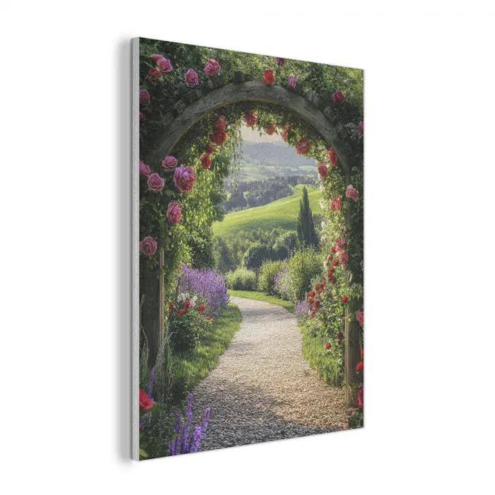 Doorkijk - Tuinboog - Bloemen - Natuur - Pad PET vilt klein -3d