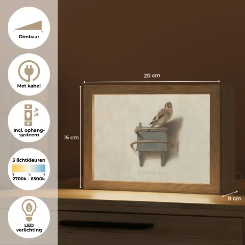 Het Puttertje - Schilderij - Fabricius - Oude Meester Light Box met kabel (Tafellamp) klein -USP_NL