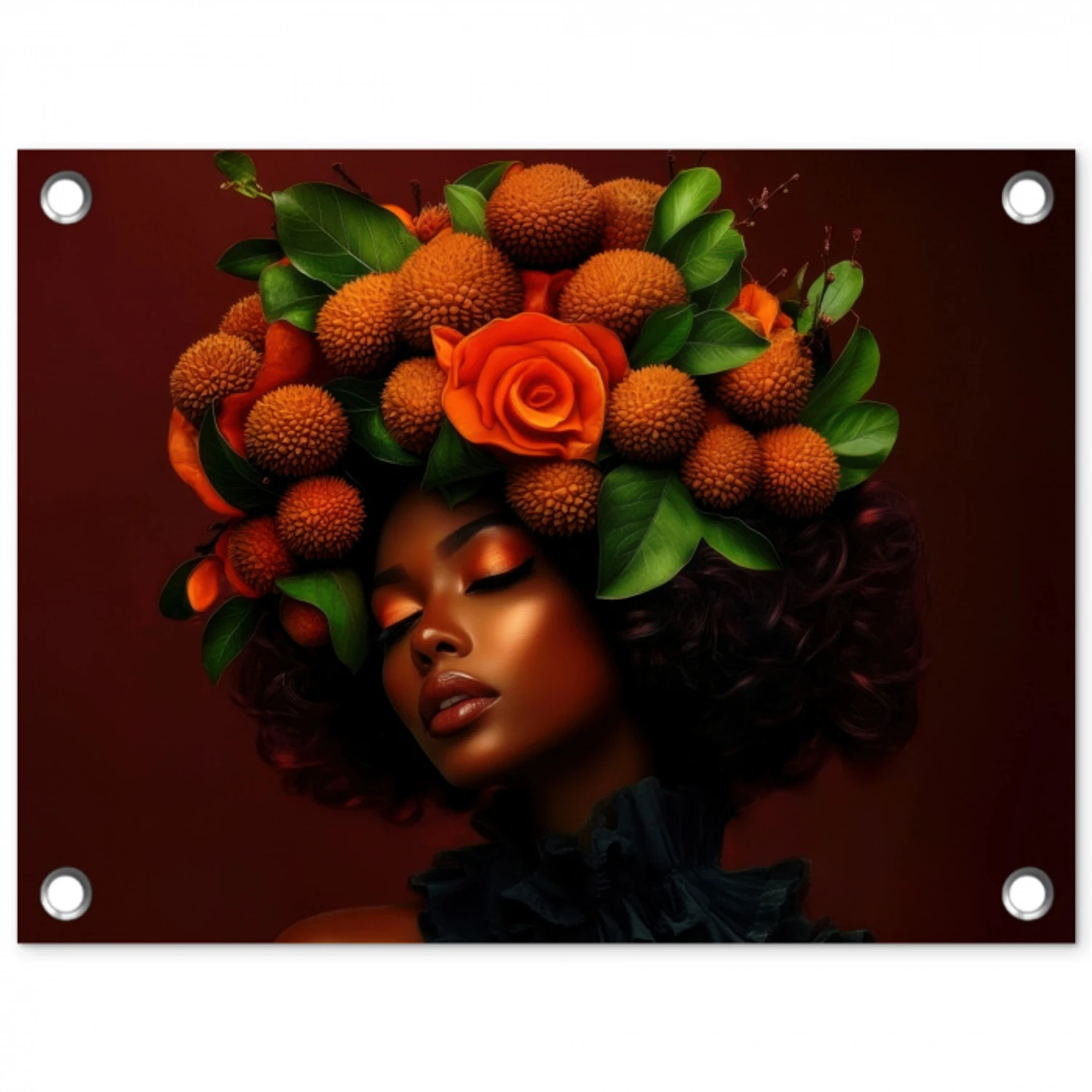 Vrouw - lychee - exotisch tuinposter los doek klein -3d