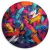 Abstract - Explosie - Neonkleuren Wandcirkel kunststof plaat 5mm dik klein -3d