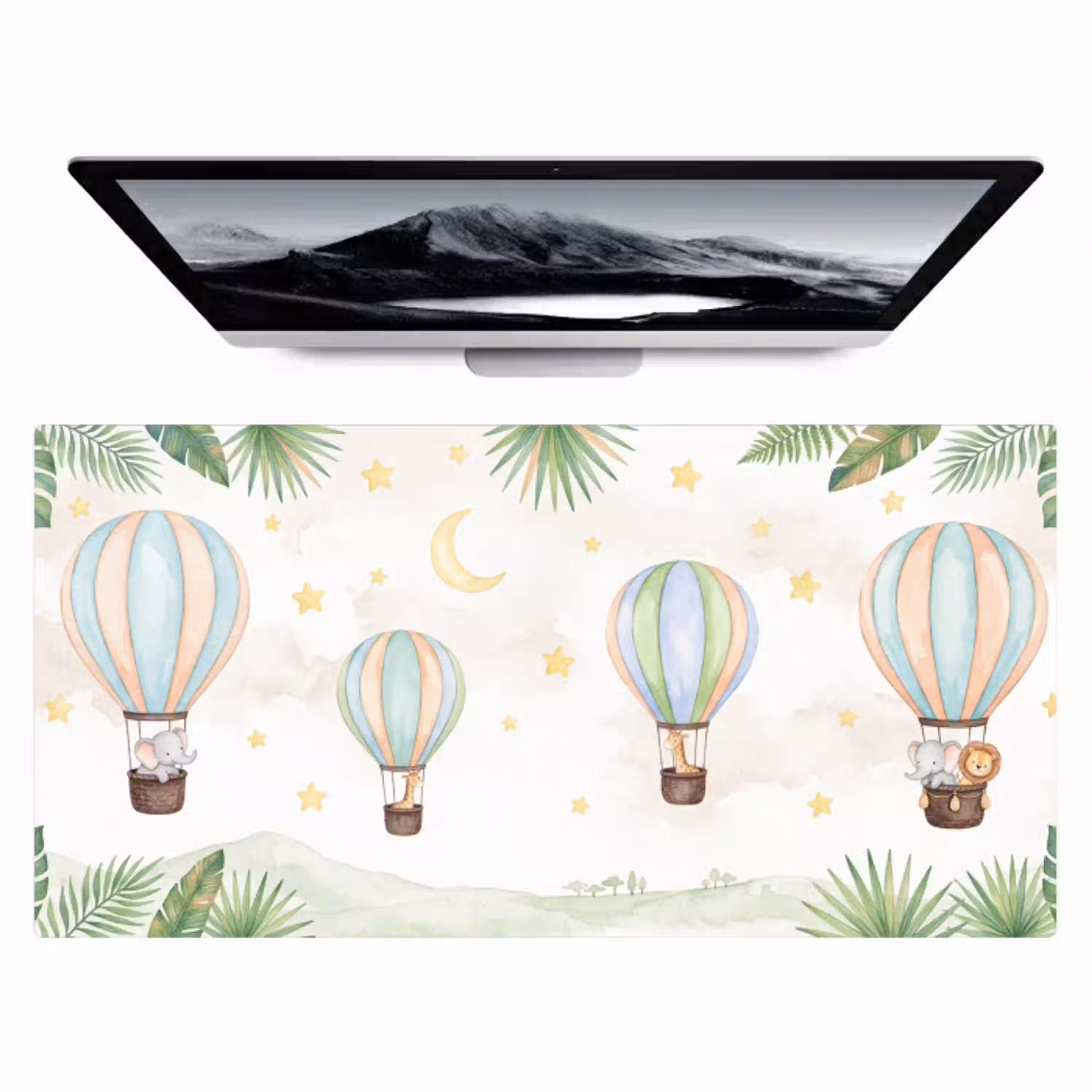 Aquarel - Luchtballonnen - Pastel Muismat XXL klein -zzz3d