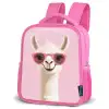 Lama - Wit - Zonnebril - Wimpers Kinderrugzak - Roze middel -schuin
