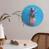 Ananas - Blauw - Tropisch - Vrolijk Akoestische PET Vilt - Rond klein -sfeer3