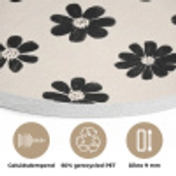 Grafisch - Madeliefjes - Zwart - Beige Akoestische PET Vilt - Rond klein 838 -closeup_NL