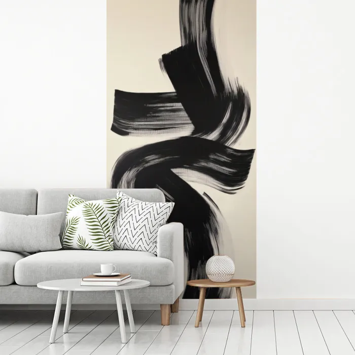 Strepen - Zwart - Abstract fotobehang vinyl groot -woonkamer