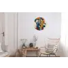 Geometrisch - Strakke vormen - Kleurrijk Wandcirkel aluminium klein -woonkamer