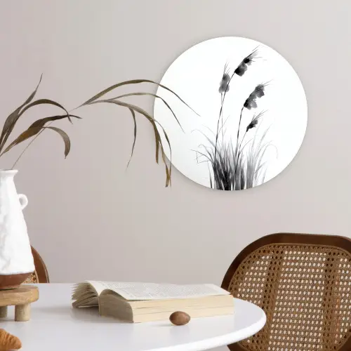 Minimalistisch - Stelen - Wit Wandcirkel kunststof plaat 5mm dik klein -sfeer4