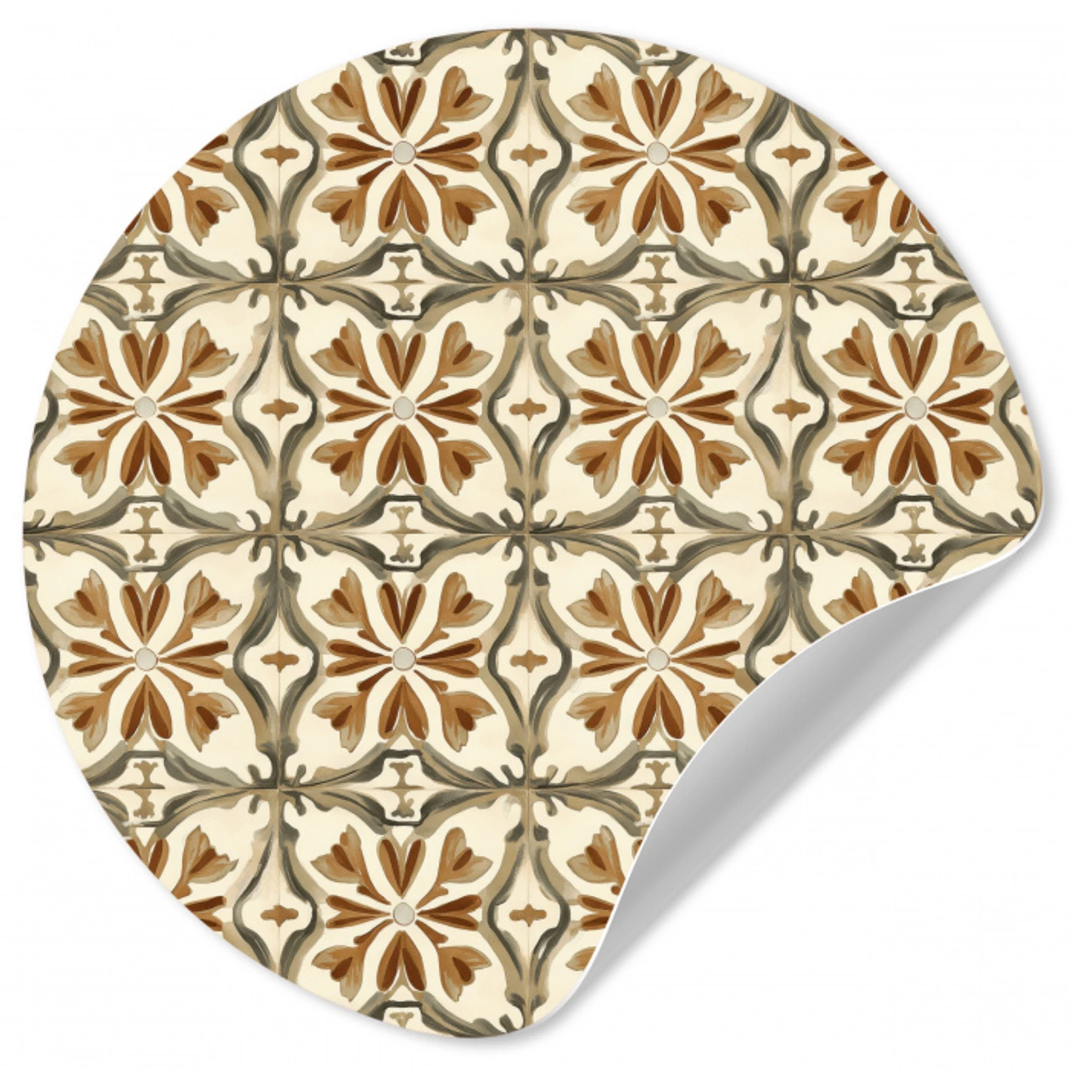 Siertegel - Patroon - Bruin Wandcirkel behangsticker klein 186 -3d