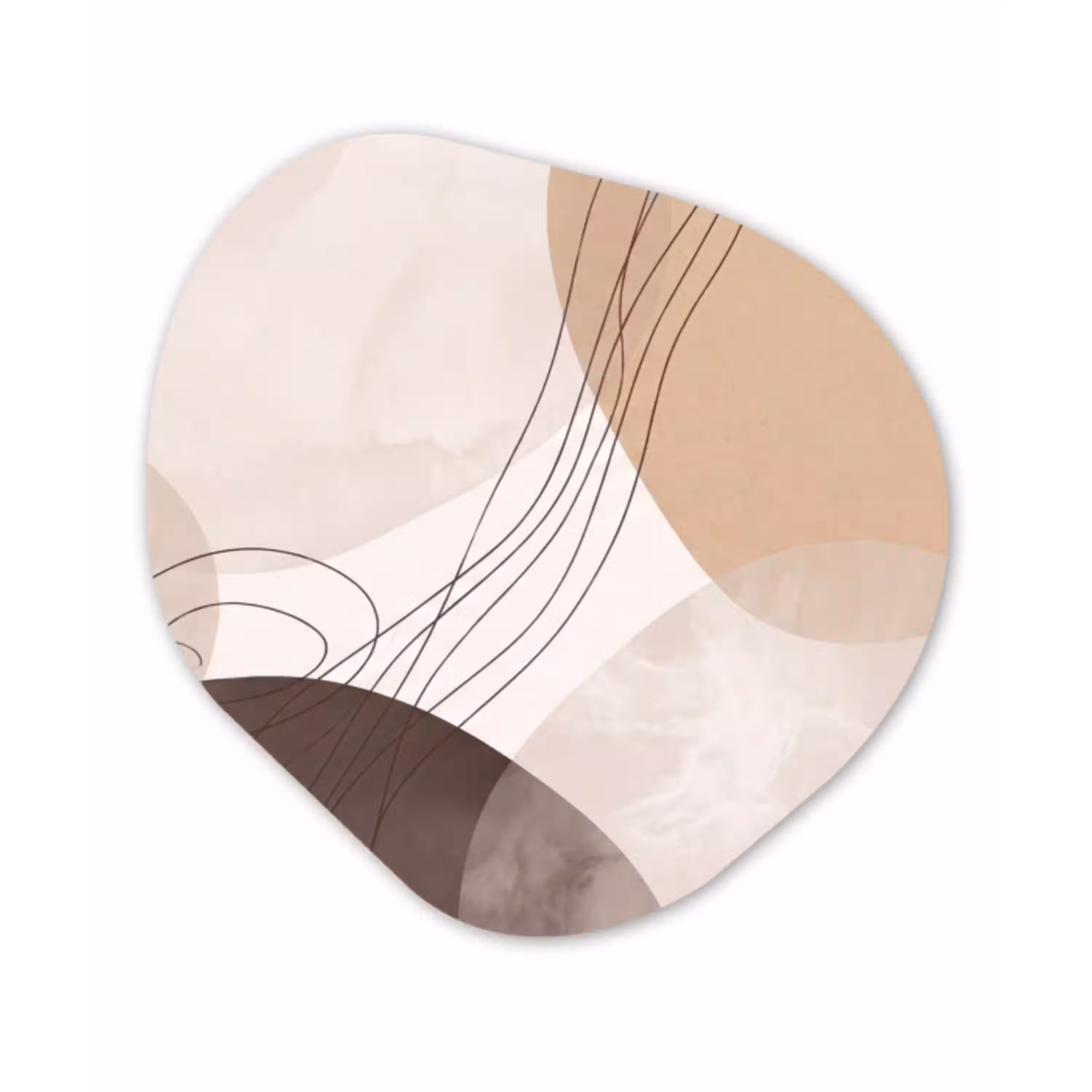 Abstractie - Beige - Modern Wandcirkel Organisch Plexiglas middel -3d