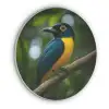 Vogel - Tak - Geel - Bladeren Akoestische PET Vilt - Rond klein -3d