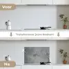 Beton - Leisteen - Grijs -Betonstructuur keuken achterwand spatscherm klein -voor_na_NL