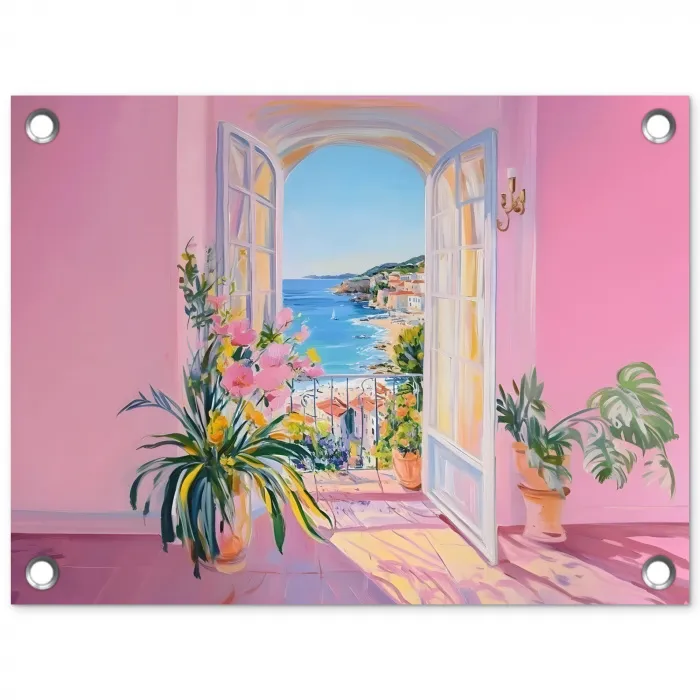 Roze - Buiten - Verf tuinposter los doek klein -3d