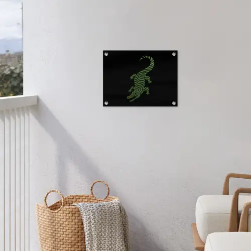 Krokodil - Groen - Tijgerachtig - Strepen tuinposter los doek klein -sfeer8