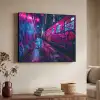 Stad - Neon -  Nacht - Roze - Graffiti Textielframe zwart klein -sfeer3