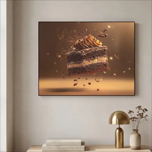 Taart - Chocolade - Eten - Brownie Textielframe zwart klein -sfeer2