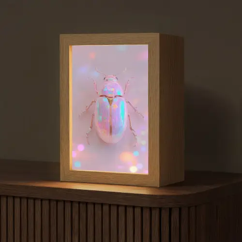 Kever - Metallic - Lichteffect - Roze Light Box met kabel (Tafellamp) klein -z3d_website
