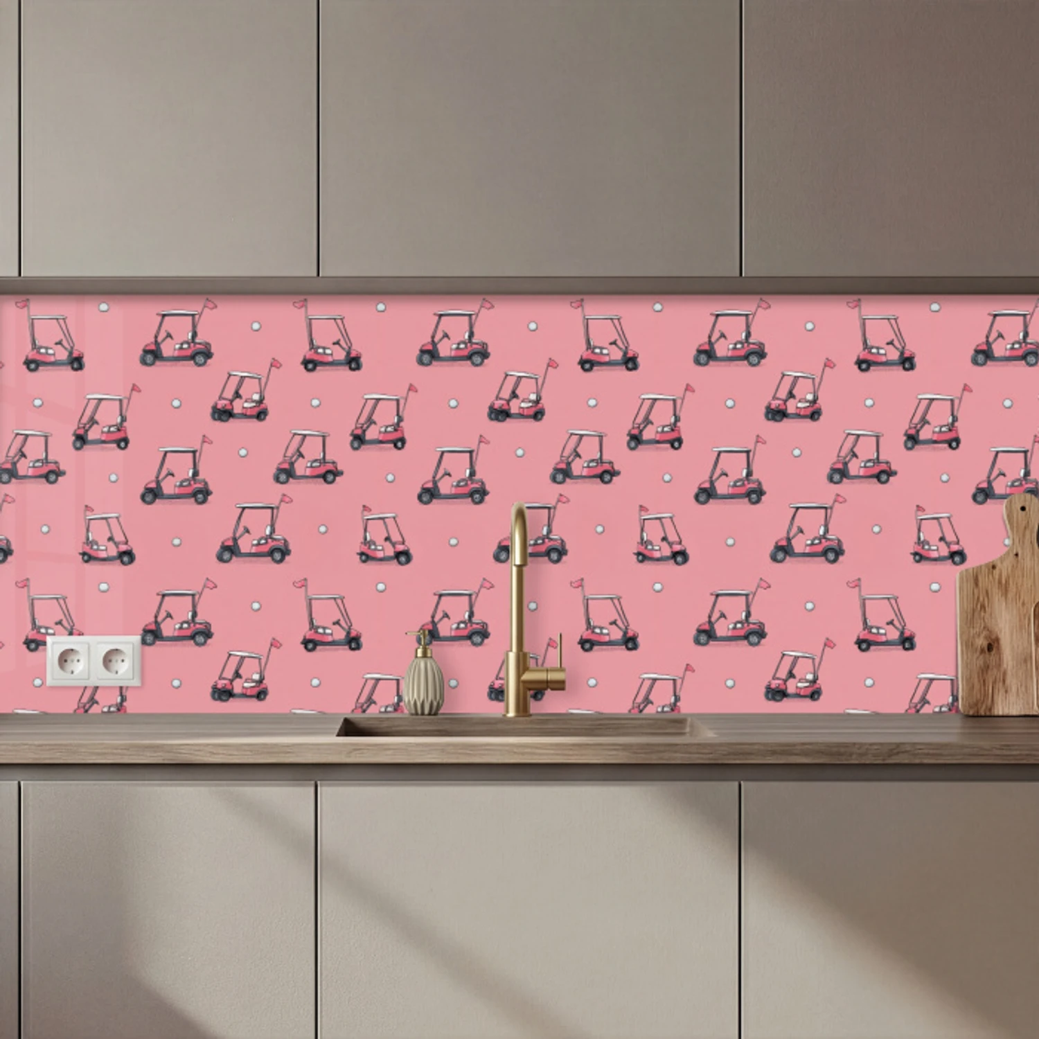 Golfkar - Retro - Roze keuken achterwand 2 middel 871 zz_3dshopping