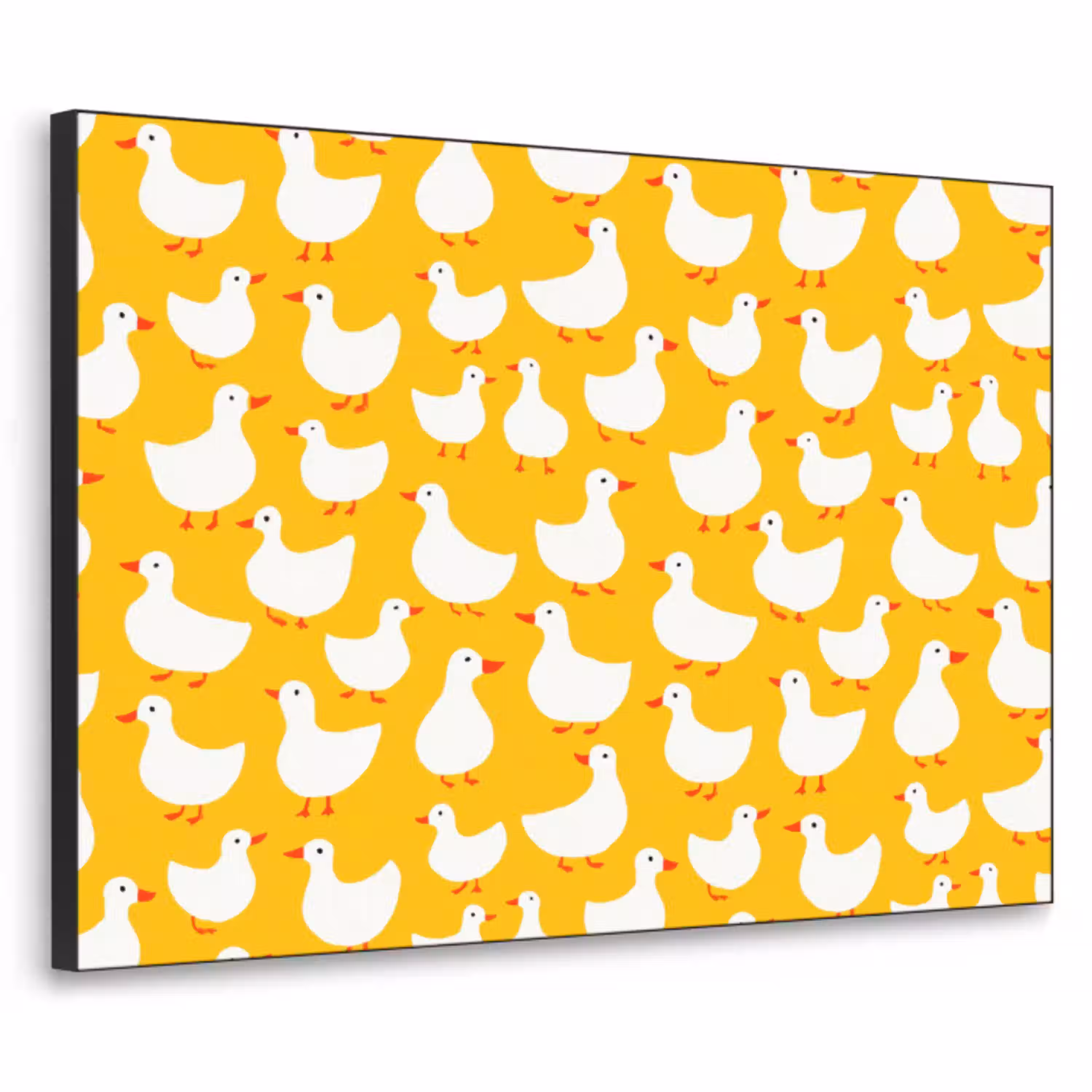 Eendjes - Patroon - Geel Textielframe zwart klein 947 -3d