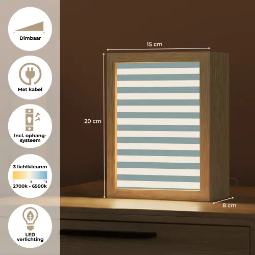 Strepen - Modern - Blauw Light Box met kabel (Tafellamp) klein 925 -USP_NL
