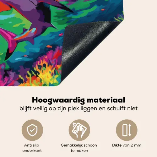 Haai - Koraalrif - Abstract - Kleurrijk Inductie beschemer met haakjes middel -ky-onderkant-nl