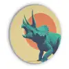 Triceratops - Cirkel - Oranje - Hoorns Akoestische PET Vilt - Rond klein -3d