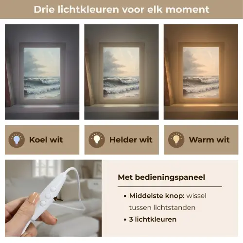 Strand - Zee - Zonsondergang Light Box met kabel (Tafellamp) klein -USP_lichtkleurNL