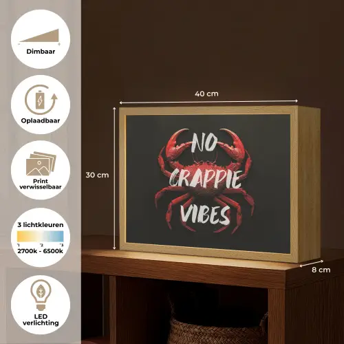 Krab - Rood - Tekst - Zwart Light Box met batterij (Wandlamp) middel -USP_websiteoverzichtNL