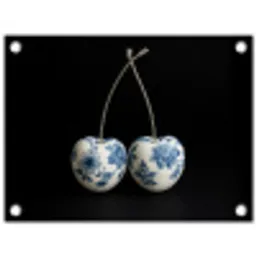 Kersen - Delfts blauw - Fruit tuinposter los doek klein -3d