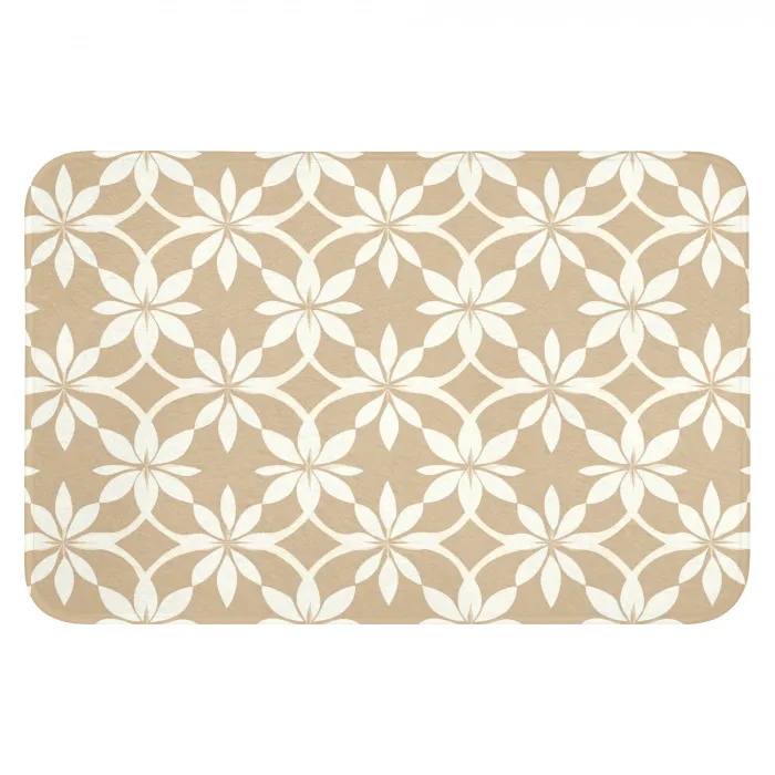 Bloemen - Patroon - Beige Badmat klein 997 -3d