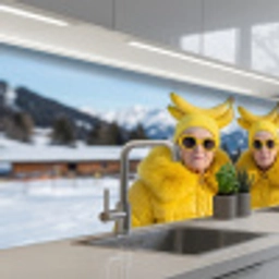 Vrouwen - Bananen - Geel keuken achterwand 2 middel -3d_schuin