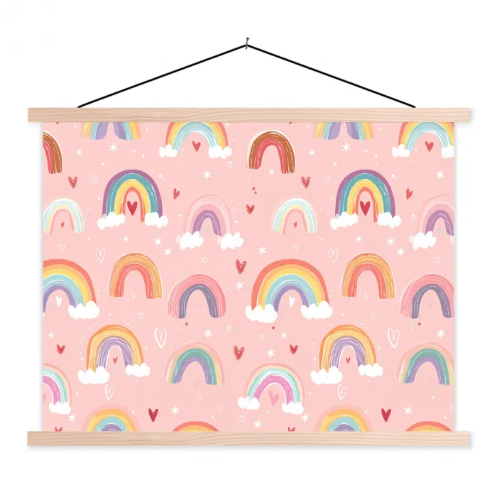 Regenboog - Patroon - Pastel textielposter latten blank klein -3d