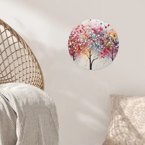 Kunst - Bomen - Natuur - Acryl Wandcirkel behangsticker klein -sfeer4